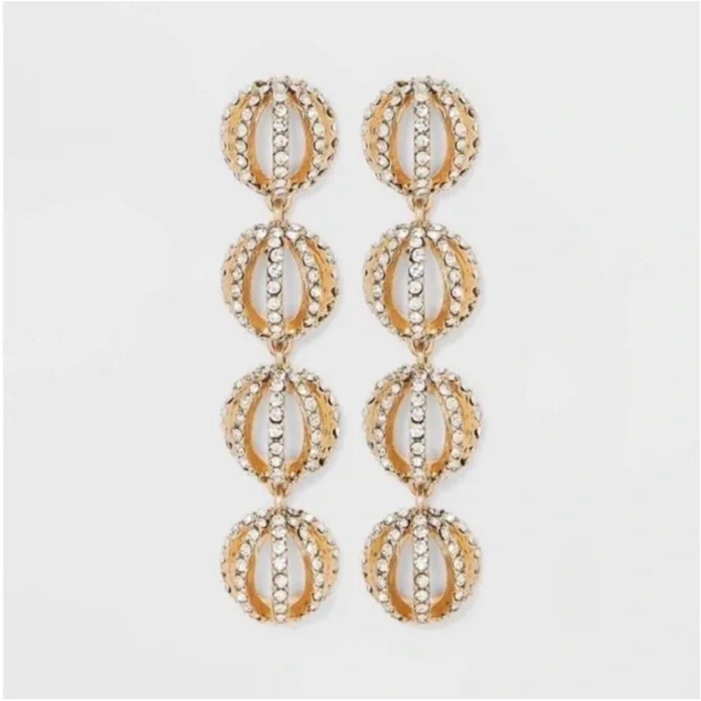 Sugarfix by BaubleBar Gold Drop Earrings w/ Crystal-Studs